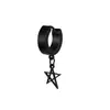 Pendientes Redondos Perforados para Hombre de Moda Estilo Coreano Colgante de Cruz Estrella de Cinco Puntas Geométricos Pendientes de Acero Inoxidable Pendientes
