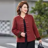 Novo casaco de lã estilo chinês para mães, novo elegante casaco de lã para mulheres de meia-idade e idosas, primavera e outono 2026