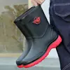 Botas de lluvia hasta la pantorrilla para hombre, botas de lluvia antideslizantes, zapatos impermeables estilo coreano, botas de agua de pesca de moda, zapatos de goma duraderos para adultos para lavar el coche
