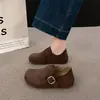 Aumento de Altura Oculto de 4CM~Fivela Camurça Batata Pequena Sapatos Casuais Femininos Par com Meias Grossas Slip-on Sapatos Preguiçosos Femininos Sapatos Individuais