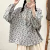 Camisa Artística Floral de Encaje de Algodón Estilo Sweet Mori para Mujer Primavera 2026 Top Casual