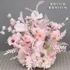 Arreglo floral de piso para boda, decoración de fila de flores rosas, flores de boda, flores artificiales, decoración de pasillo, ambientación, arte floral de escenario T