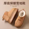 Botas de nieve de suela gruesa para mujer, otoño e invierno, forradas de polar, cálidas, zapatos de algodón de caña corta, retro, antideslizantes, cuero y pelo integrados, mocasines perezosos