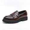 Zapatos Casuales de Cuero de Talla Grande 46 con Suela Gruesa para Aumentar Altura para Hombres, Estilo Coreano Loafers Británicos Slip-On, Transpirables y Antideslizantes