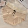 Nueva Ropa Interior Antibacterial de Encaje de Algodón Puro 10A para Niñas Cintura Media Lazo Contrastante Algodón Cómodo Cubre Cadera Entrepierna Extendida