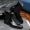 Botas Martin Estilo Británico de Caña Media para Hombre 2026 Estilo Primavera y Otoño Botas de Trabajo Slip-on para Hombre Botas de Cuero con Punta Cuadrada Hombres