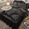 Origem Nantong jardim secreto explosões renda preta conjunto de quatro peças estilo princesa saia de cama 1.5/1.8m cama uma geração de cabelo