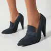 Sapatos Slip-On Femininos Tamanhos 34-43, Adequados para Todas as Estações, Sapatos Femininos de Bico Fino com Solado de Borracha e Salto Fino, Sapatos Femininos de Tamanho Grande para Venda Transfronteiriça