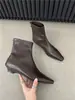First Encounter Temporada Botines de tacón bajo punta cuadrada para mujer 2026 Otoño Invierno nuevos botines simples para mujer botines cortos Botines franceses ajustados