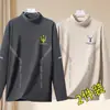 Tops de otoño e invierno con cuello semi-alto, forro polar de doble cara, capa interior ajustada de negocios, camiseta base cálida, camiseta de manga larga para hombre