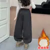 Calça Feminina 2026 Nova Outono Inverno Infantil Estilosa Fashionável Crianças de Meia-Idade e Mais Velhas Estilo Coreano Calça Xadrez Calça Harem Transfronteiriça