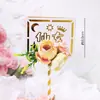Decoração de Bolo Dia das Mães Flores Bonitas Cartão de Bolo de Aniversário Bandeira de Amor Acrílica Sobremesa de Festa