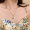 "Jardín de Monet" Pintura al Óleo Estilo Retro Original Flor de Rosa Collar Cadena para Clavícula Ligera de Lujo Nicho de Gama Alta para Mujer