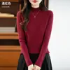 Camiseta básica de punto para mujer Andy velvet con cuello semi-alto acanalado sin costuras transfronteriza, suéter pullover de otoño e invierno al por mayor