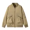 Chaqueta de trabajo unisex para otoño e invierno, con cuello de béisbol, cierre de cremallera y bolsillos grandes, abrigo cortavientos casual versátil