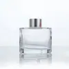 50ml Botella de Aromaterapia de Ratán sin Fuego Cuadrada Transparente Botella Difusora Botella de Vidrio Decorativa Botella Vacía para Fragancia Botella de Fragancia