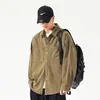Camisa de Trabalho Off-White Pesada Americana Masculina Outono e Primavera Forrada com Fleece Solta Casual Top Streetwear Camisa de Manga Longa Masculina