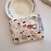 Bolsa Cosmética Linda Azul Caricatura Mini Billetera Algodón Puro Bolsa Pequeña de Tela Auriculares Lápiz Labial Bolsa de Almacenamiento Portátil
