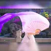Abanico de Seda Largo y Grueso para Danza con Gradiente Extendido de Doble Cara de Blanco a Morado Estilo Chino Danza Folclórica Danza Clásica Danza Cuadrada