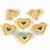 Acessórios de joias DIY metade prata 925 dourado micro-incrustado concha de abalone Conector de maçã pêssego coração