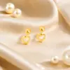 Mini Brincos de Pino em Aço Titânio para Mulheres, Não Desbotam, Alta Qualidade, Estilosos, Piercings de Cartilagem Auricular, Fecho de Rosca para Evitar Perda, Brincos de Pérola Redonda Fosca