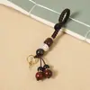 Llave de Coche Colgante Flor de Ciruelo Madera de Melocotón Cordón Semi-Terminado Tejido a Mano Hebilla Viva Accesorios Anillo Abierto Clavo de Cuerno