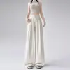 Calça de terno branco leitoso para mulheres, estilo fino de outono e inverno, nova coleção 2026, caimento de alta qualidade, solta, casual, calça de perna reta e larga