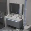 Gabinete de baño con lavabo integrado de piedra chapado en oro de lujo ligero estilo italiano, juego de tocador para baño