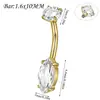 Anillos para Ombligo de Acero Inoxidable Galvanizado con Circonita Blanca Transfronterizos en Formas Cuadrada, Corazón y Gota con Joyería para Piercing de Rosca Interna