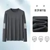 Camiseta de manga larga nueva para hombre de primavera y otoño 2026, simple y casual, top básico versátil