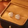 Pendientes Populares de Hortensia con Circonita y Perlas, Pendientes de Moda de Alto Nivel con Estilo de Hada, Accesorios Versátiles de Celebridad de Internet para el Día a Día