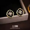 Brincos de Zircônia Banhados a Ouro Real com Design de Floco de Neve Geométrico Estilo Coreano Simples Assimétricos de Rombos Brincos de Moda de Nicho para Mulheres