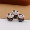 Cuentas de Cerámica de Gato de la Suerte Lindo de Dibujos Animados con Flor de Cerezo Pintada a Mano, Cuentas con Agujero Vertical, Cuentas Sueltas para Accesorios de Pulseras Hechas a Mano DIY