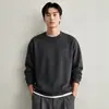 Moletom Pesado Gola Redonda Outono/Inverno 2026 Top High-End Retrô Americano Masculino Preto e Vinho Em Estoque Cor Sólida