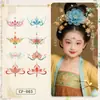 Adesivos de Sobrancelha Estilo Chinês Transfronteiriços, Adesivos de Tatuagem à Prova d'Água e de Longa Duração, Estilo Antigo Flor de Lótus, Maquiagem para Performance Infantil e de Meninas, Maquiagem Facial