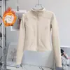 Conjunto de Yoga Forrado de Polar para Mujer, Chaqueta de Cuello Alto con Cremallera Ajustada, Calidez que Mantiene la Temperatura, Conjunto Deportivo para Correr Pilates Otoño Invierno