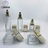 Em estoque quadrado 30g-120ml frasco para creme loção tampa galvanizada cabeça de pump de pressão frasco conjunto para loção essência