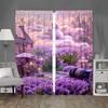 Populares 2 Piezas Venta Directa de Fábrica Nueva cortina de decoración para el hogar color lavanda impresión digital 3D cortina de barra partida