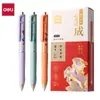 Caneta Gel Deli para Estudantes, Caneta Retrátil para Alunos do Ensino Fundamental e Médio, Secagem Rápida, Escrita Suave, Caneta Preta de Escritório 0.5mm, Atacado