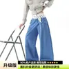 Calças cargo de retalhos de bolinhas estilo americano com cintura dupla para homens e mulheres, outono casual, modelagem solta, perna larga, perna reta, comprimento até o chão