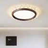 Luminária de teto em madeira nogueira preta para sala de estar, 6 luzes, estilo chinês moderno, luxo leve, de alta qualidade, protetora para os olhos, luminária principal para quarto e hall