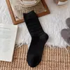 Calcetines grises de doble costura para mujer, hechos de algodón puro, absorben el sudor, resistentes al olor, transpirables, sin costuras, estilo ballet, caídos hasta la mitad de la pantorrilla, calcetines sencillos para mujer