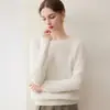 Suéter de Cachemir de Punto Grueso con Cuello Redondo, Holgado, de Cable Pequeño, Manga Larga, Cálido, Capa Base de Tejido, Suéter de Moda, Novedad Otoño e Invierno para Mujer