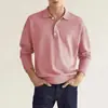 Novo Fornecimento Transfronteiriço Masculino Cor Sólida Caimento Solto Tamanho Grande Manga Longa Polo Piqué Gola Reversível Casual de Negócios Pulôver