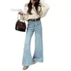 Jeans Acampanados Gruesos Cálidos de Color Claro con Forro Polar para Mujer, Modernos Jeans de Campana Adelgazantes de Longitud Completa en Azul Oscuro y Azul Claro