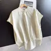 2026 Nueva Camiseta Jacquard Estilo Chino Nuevo de Seda Camiseta Blusa Estilo Chino Top Corto de Acetato Venta al por Mayor H13Et011