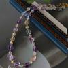 Cristal natural transparente morado amarillo con diseño de nicho de estilo ins irregular, pulsera de señora de lujo ligero al por mayor