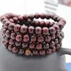 Pulseira de Contas de Buda 108 Atacado Fornecimento Barraca de Rua Joias Imitação Sândalo Vermelho Folha Pequena Pulseira de Três Voltas E-commerce Transmissão ao Vivo Presente