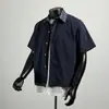 Camisa Masculina de Verão 2026 Secagem Rápida Falsa Duas Peças Manga Curta, Camisa Xadrez Patchwork Solta para Uso ao Ar Livre, Marca Casual Moderna Meia-Manga