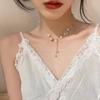 Japonês e coreano ins simples amor borboleta colar para as mulheres luz de luxo nicho design clavícula cadeia Colar de pérolas estilo frio para as mulheres